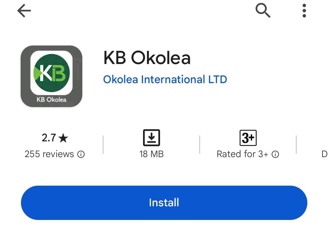 Screenshot of Okolea Loan App on Google Play store